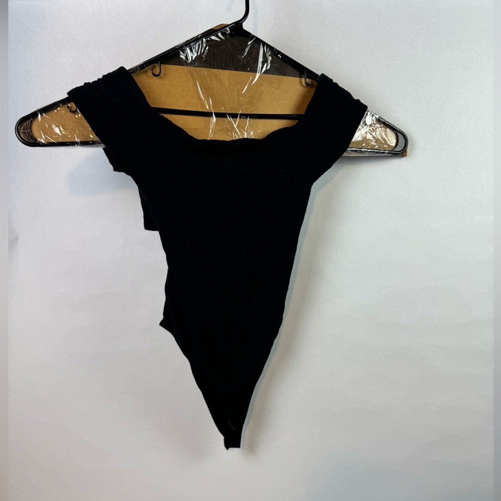 Lush Elegant Black Cross Back BodySuit